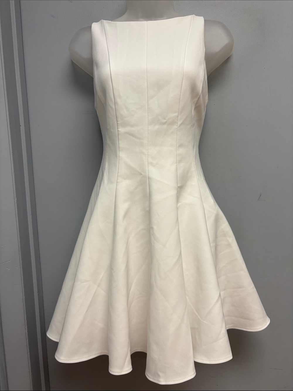 Zara White Fit & Flare Scuba Dress Sleeveless Mini Cocktail Dress Size Small